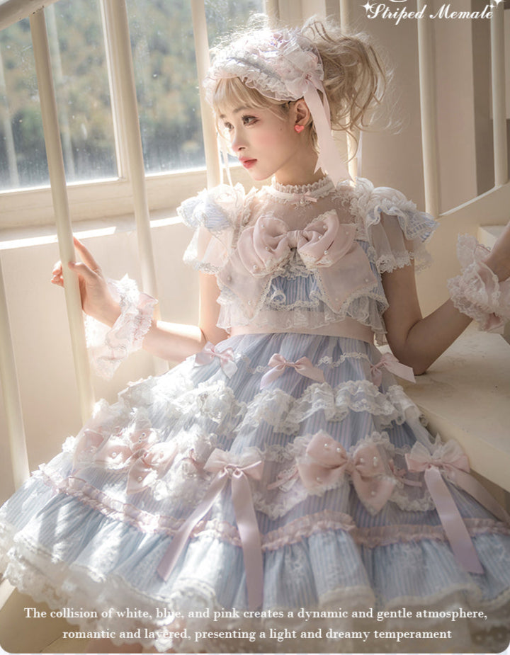 【受注予約5/14まで】Striped Maiden レースのハイネックワンピース