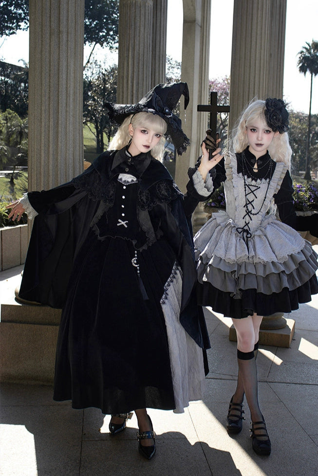 Asymmetrical design long witch dress