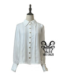 Random Cutting Blouse with Ribbon Tie