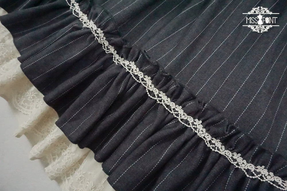[Pre-order] British Classical Lolita Vertical Striped High Waist Skirt