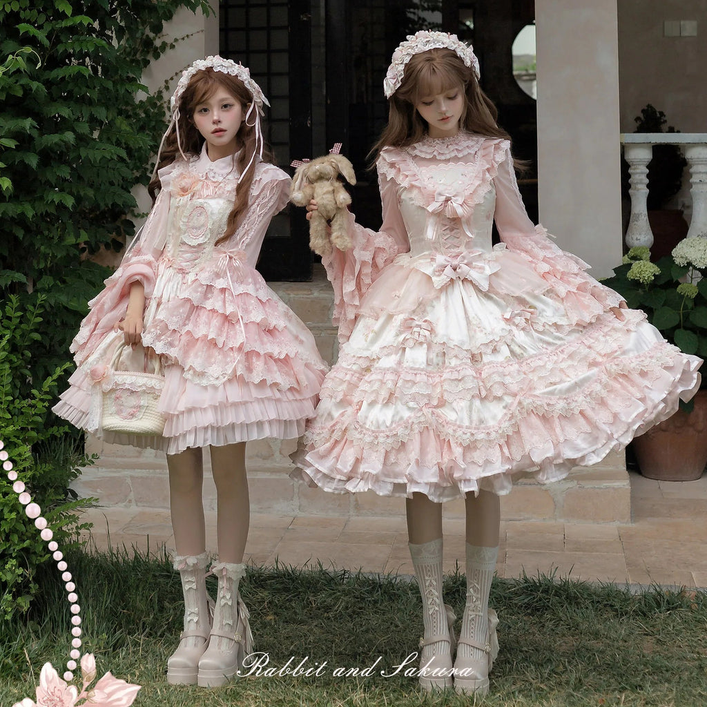 【受注予約8/5まで】Rabbit and Sakura レースのジャンパースカート