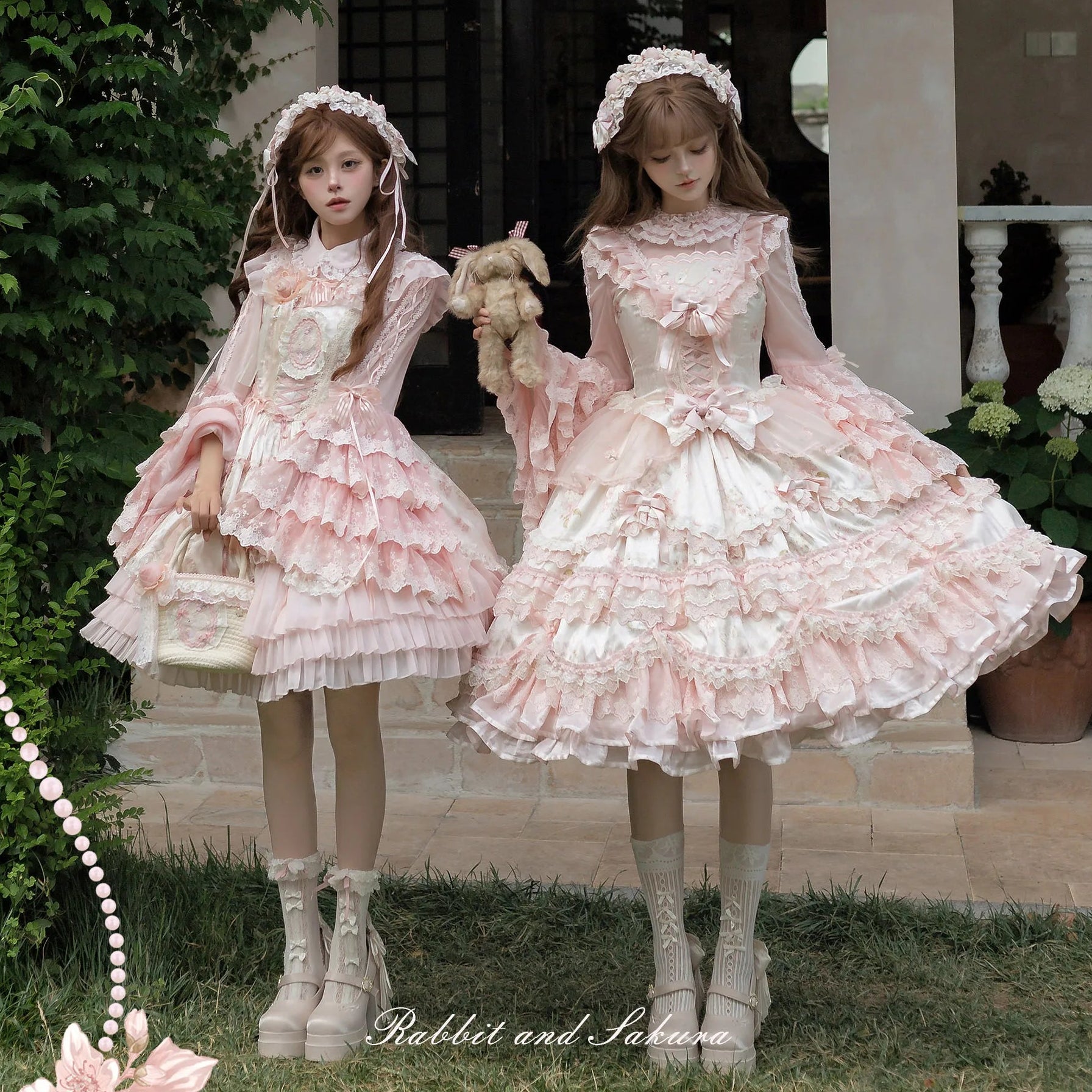 【受注予約8/5まで】Rabbit and Sakura レースのジャンパースカート