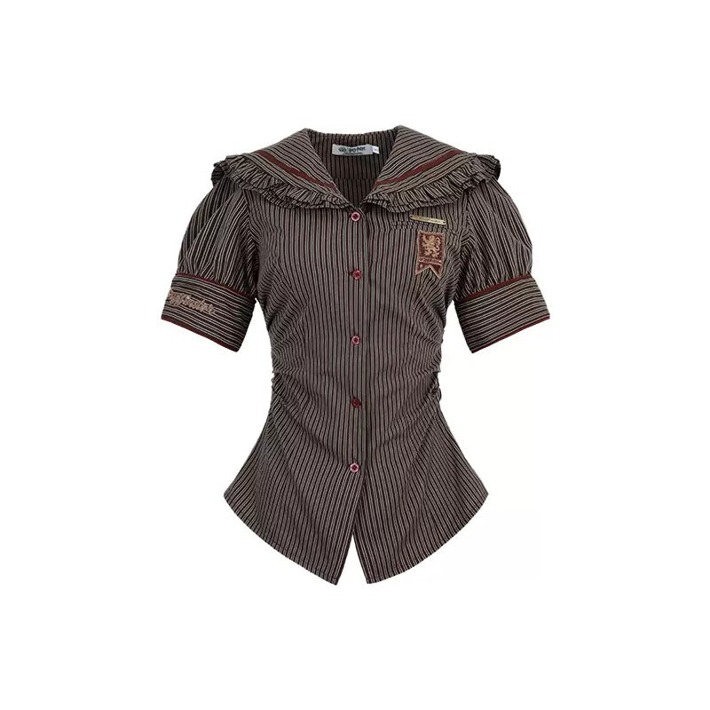 [Pre-order] Hogwarts School of Witchcraft and Wizardry Sailor Collar Striped Blouse