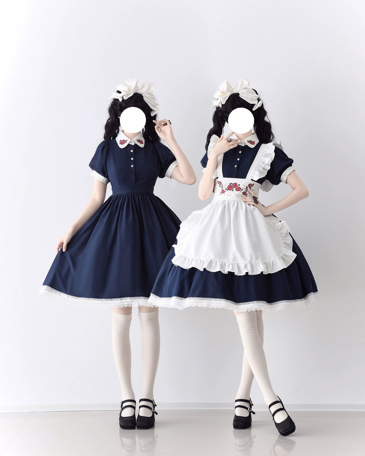 [Resale/Pre-orders until 9/3] Maid-style dress with red rose embroidery and apron