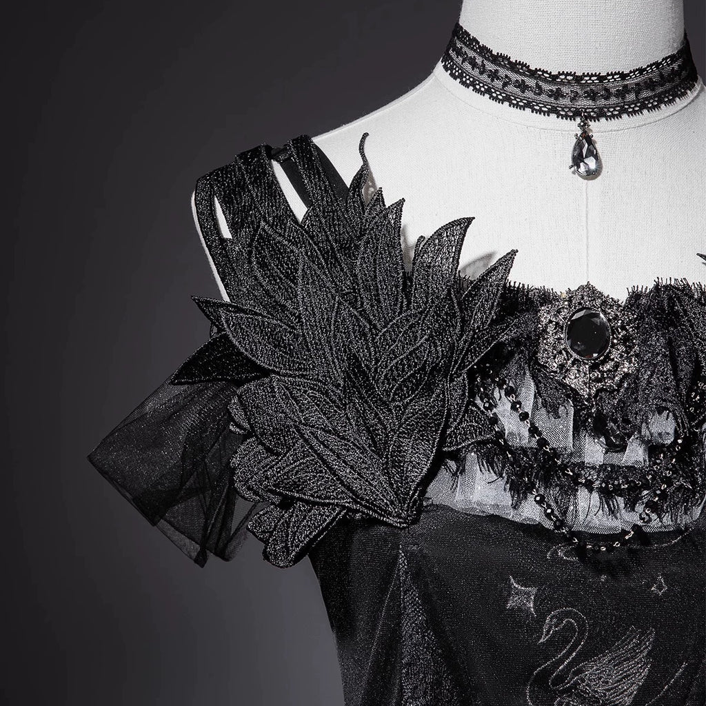 Black Feather 白鳥刺繍ジャンパースカートセット