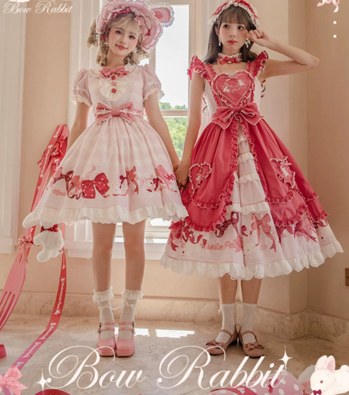 【受注予約6/11まで】Bow Rabbit ティアードジャンパースカート