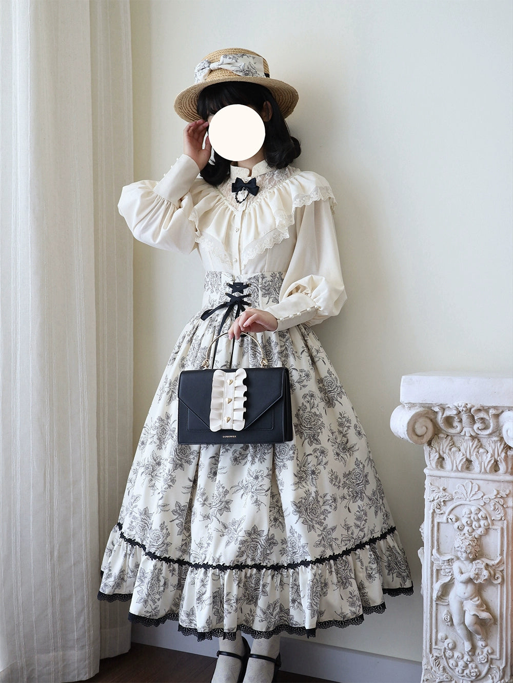 【予約販売】Sketch Wild Rose フリルスタンドカラーブラウス