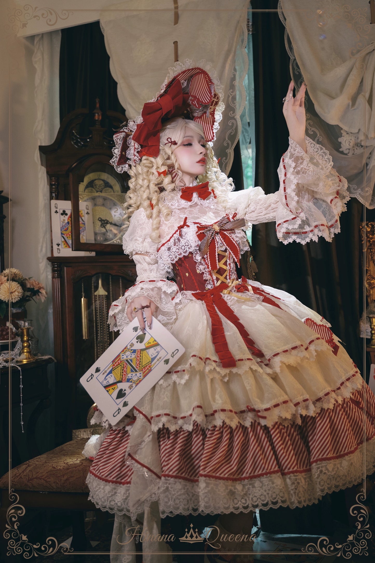 【新色・受注予約8/8まで】Dream Alice ラグジュアリーセットアップ／クイーンレッド／ロング丈