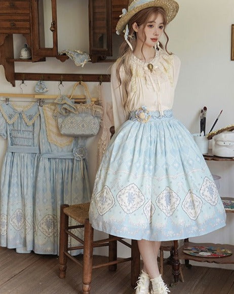 Forget Me Not Pastel Print Skirt
