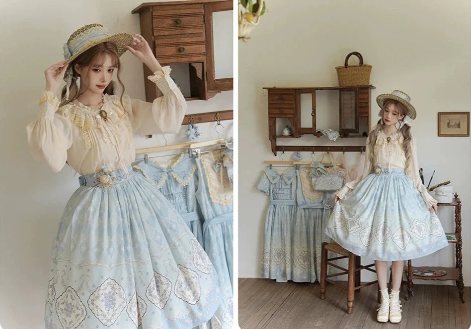 Forget Me Not Pastel Print Skirt