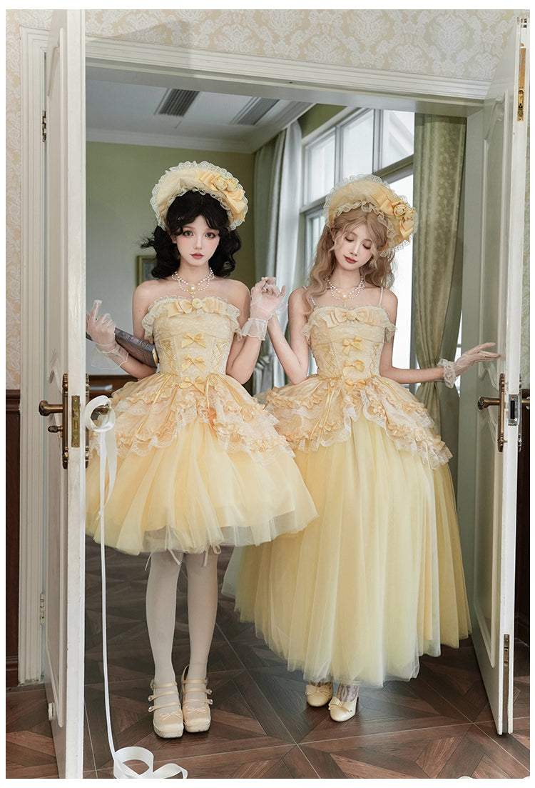 Rose Gold フリルトップスとスカート ロング丈・ショート丈