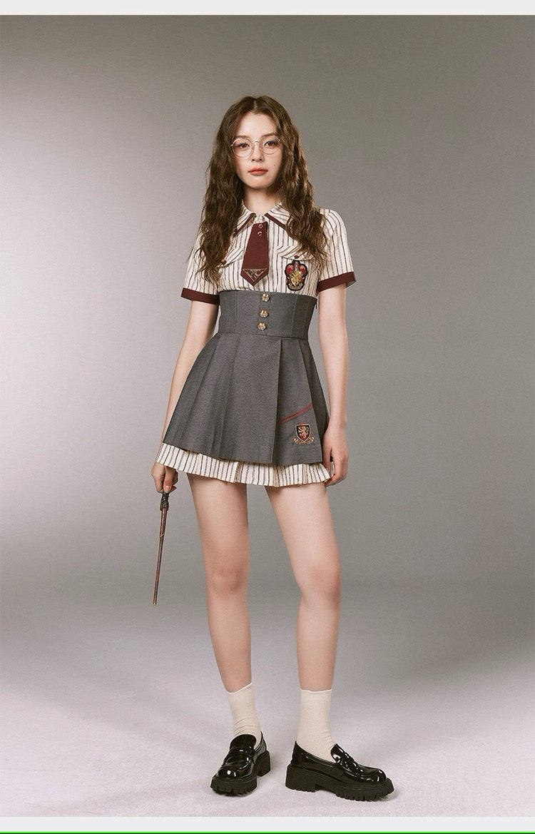 [Pre-order] Hogwarts School of Witchcraft and Wizardry Short sleeve striped dress and mini skirt