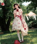 【受注予約8/14まで】 Strawberry Whisper プリント半袖ワンピース