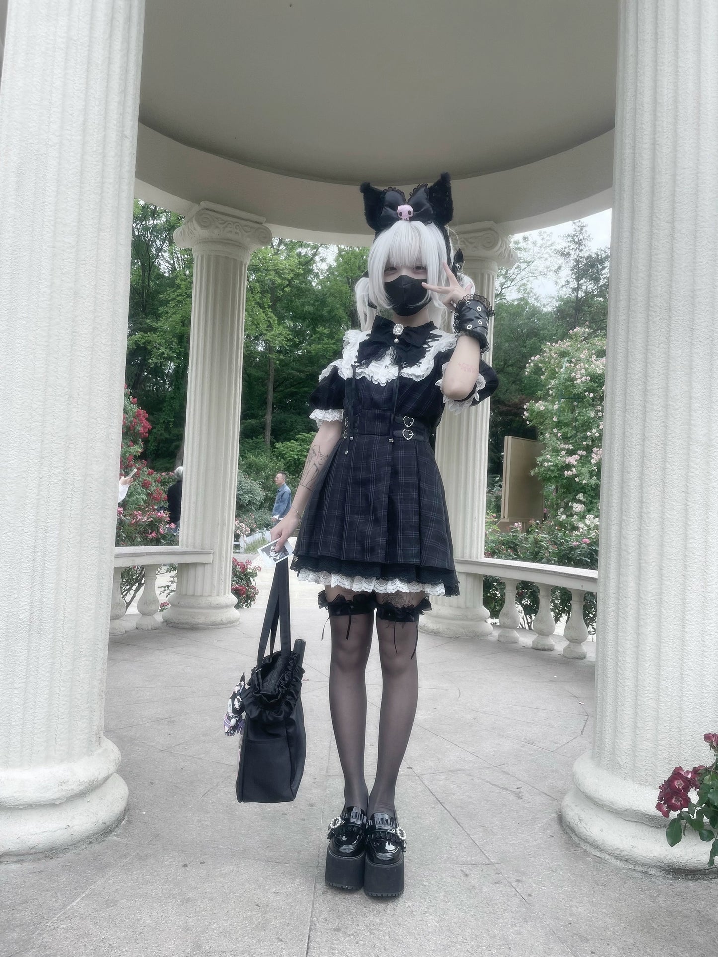 【予約販売】 Angel Heartbeat Black フリルチェックミニ丈ワンピース