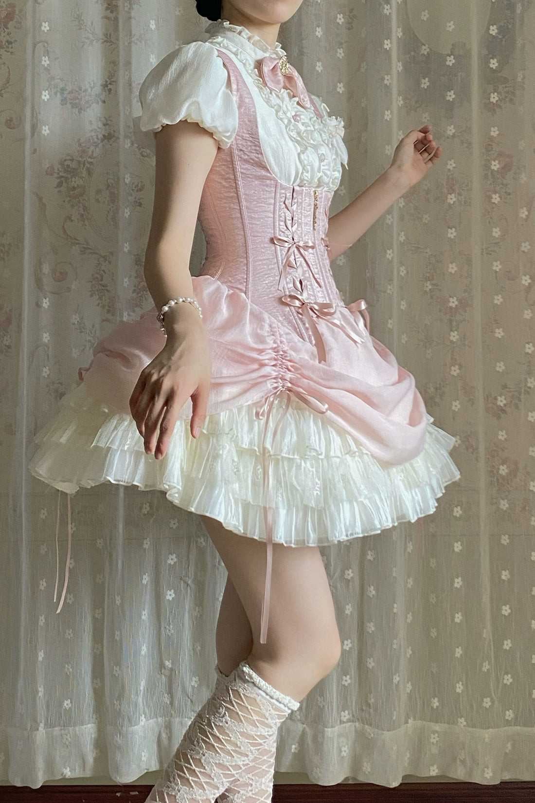 【受注予約6/30まで】Brulee Bunny コルセットジャンパースカートセット・ピンク