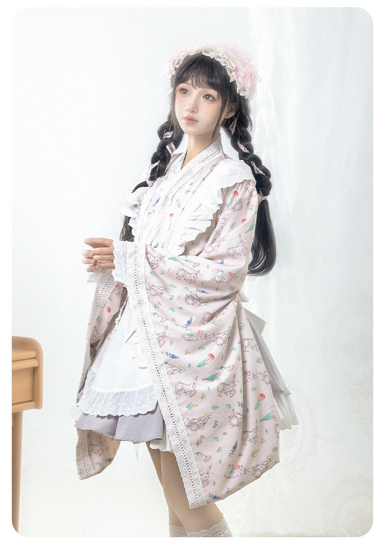 花紀行 和ロリメイド風 エプロン付ワンピース ショート丈