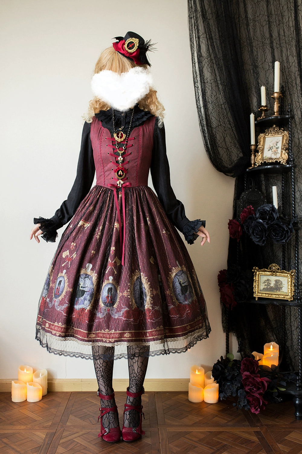 The Red Shoes Gothic Lolita Print Jumper Skirt