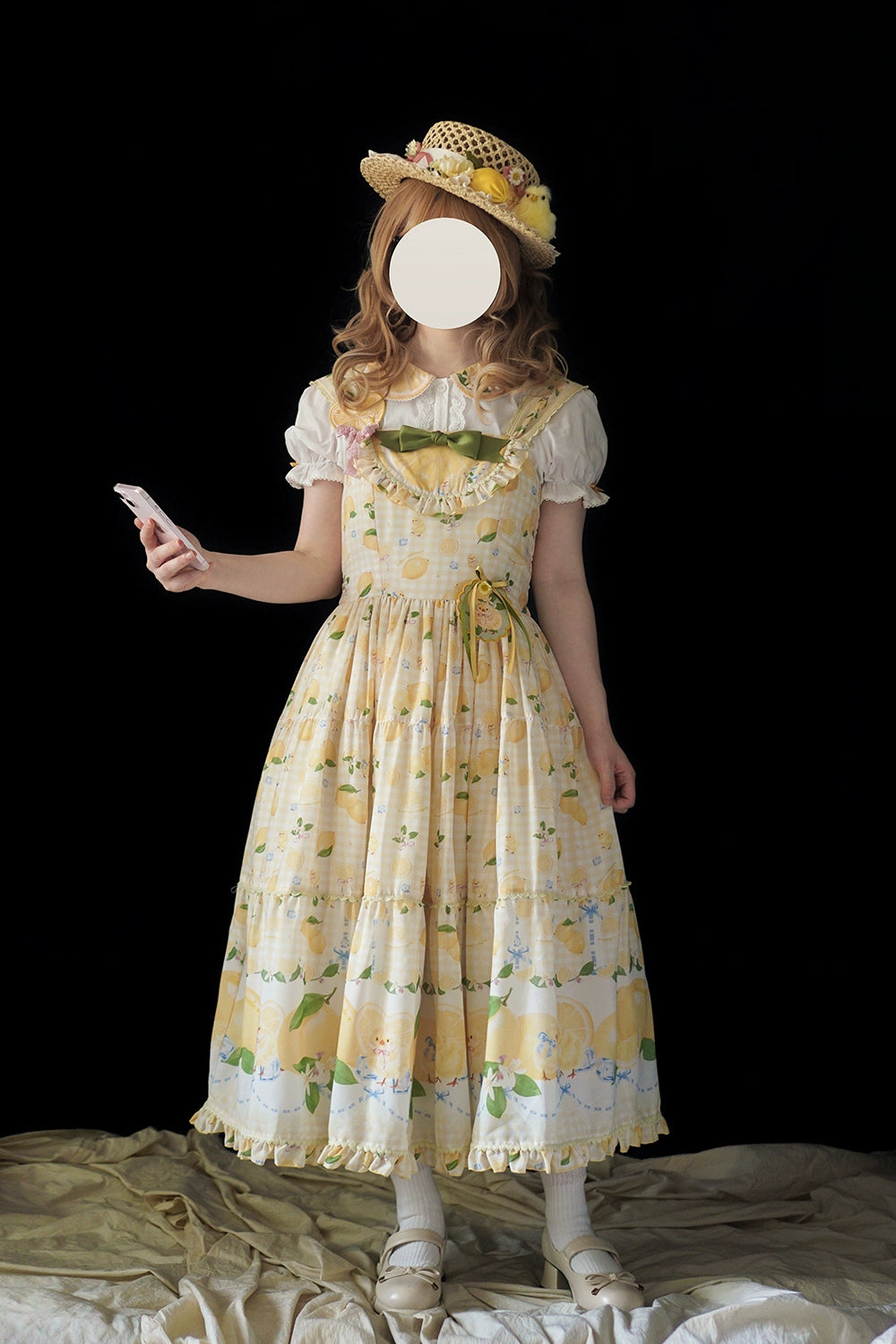 【受注予約5/14まで】Lemon Sweetie プリントジャンパースカート・ロング丈