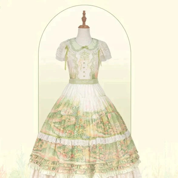 【再販・受注予約2/12まで】Fragrant Grass フレアスリーブティアードワンピース