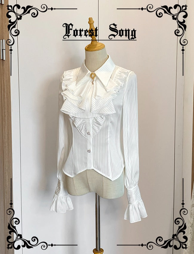 [Pre-order] Classical striped blouse with jabot tie