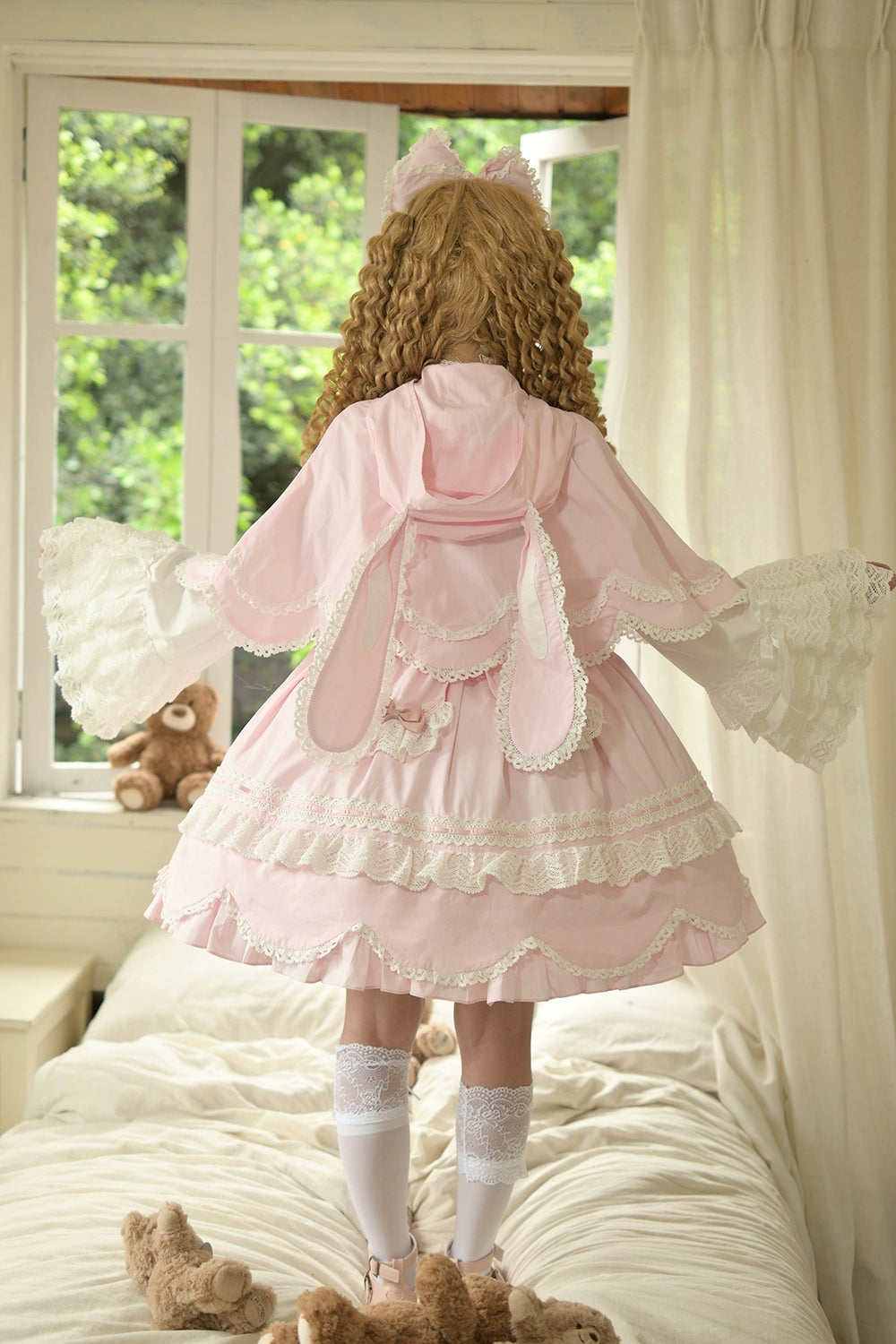 【予約販売】Antique Petal Rabbit リボンワンピース
