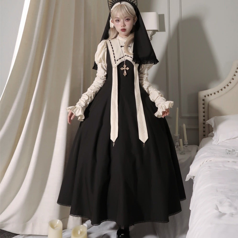 [Sale period has ended] Pray on a Moonlight Night Dress, Black, Long Length