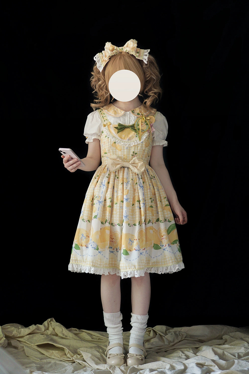 【受注予約5/14まで】Lemon Sweetie プリントジャンパースカート・ミドル丈