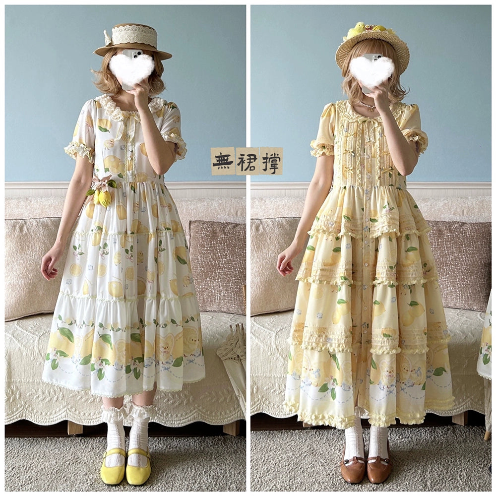 【予約販売】Lemon Sweetie プリント半袖ワンピース・デイリータイプ
