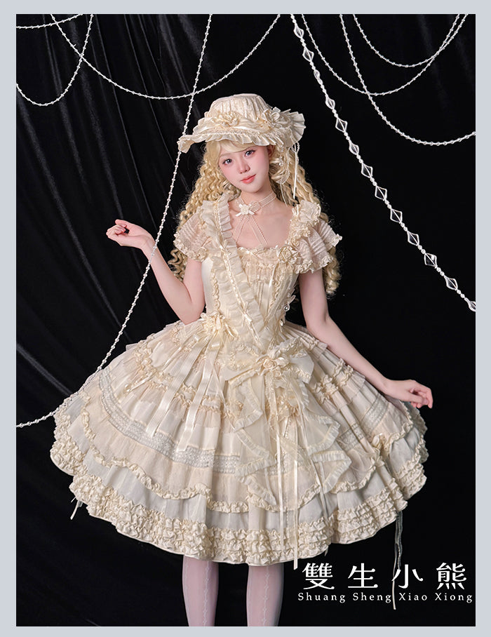 【受注予約4/28まで】Camellia Dream スクエアネックワンピース・ショート丈