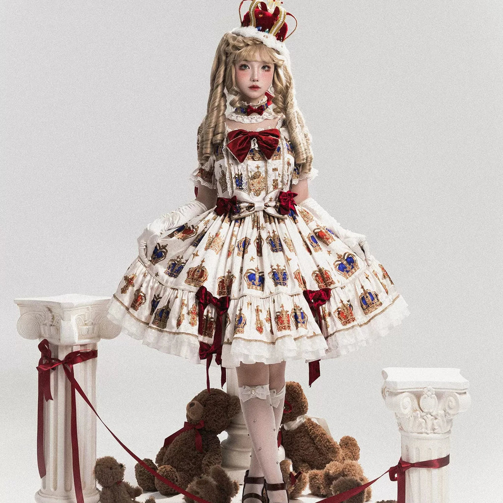 [Resale/Pre-orders available until 3/9] Star Crown Velvet Ribbon Print Dress