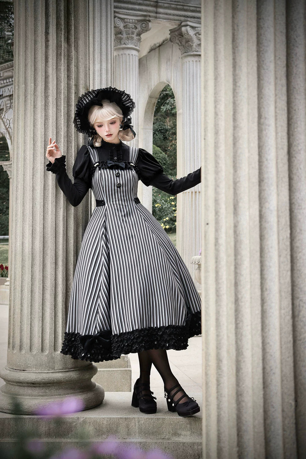【予約販売】Classic Chocolat Stripe リボンタイブラウス