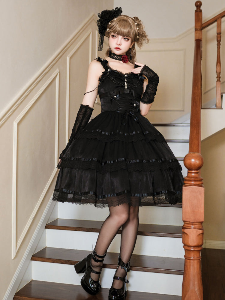 Romantic Party Black and White Tiered Jumperskirt