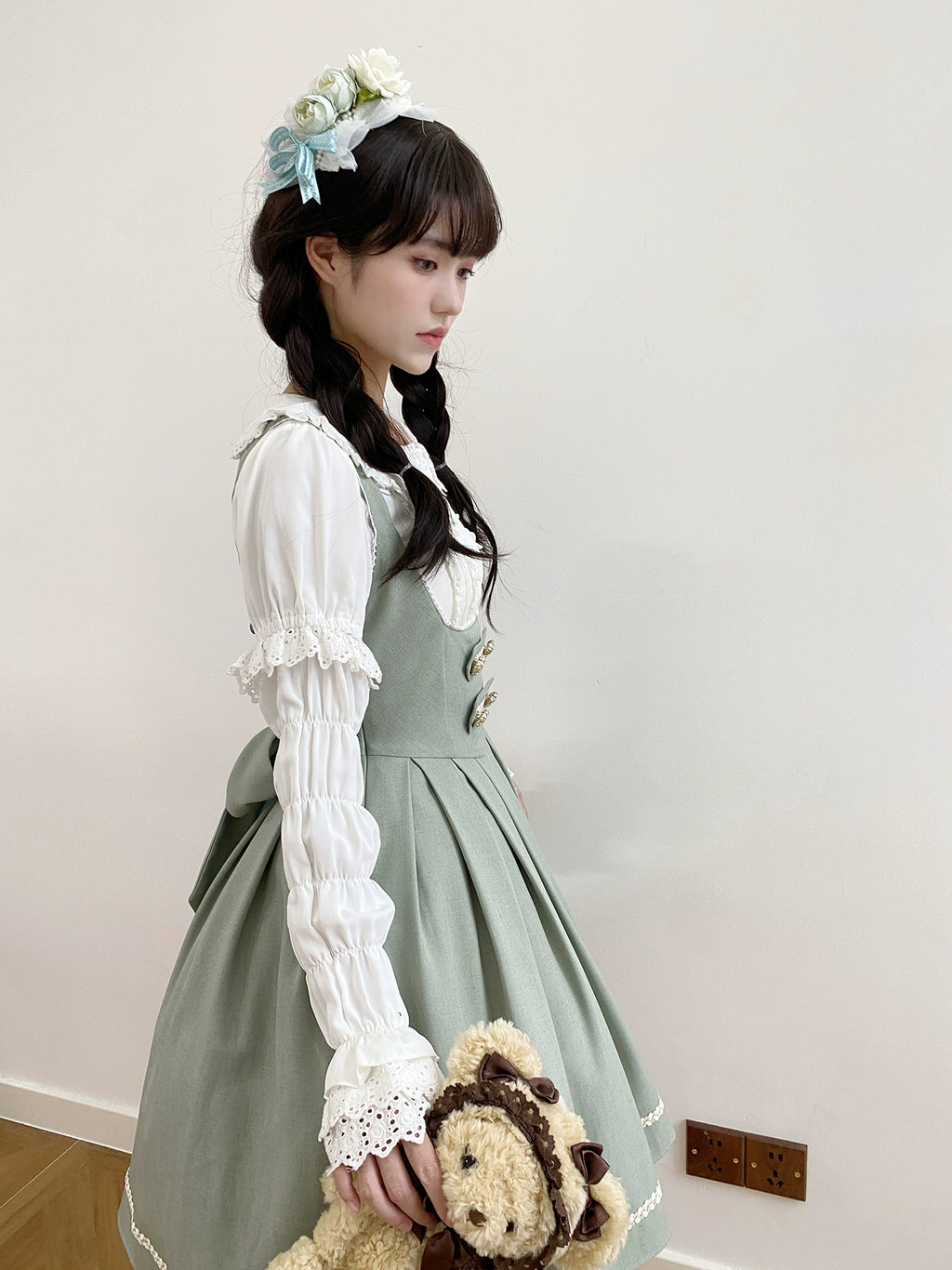 [Resale/Pre-orders available until 10/28] Bright Moon Corset Jumper Skirt, Plain Type [Light Green]