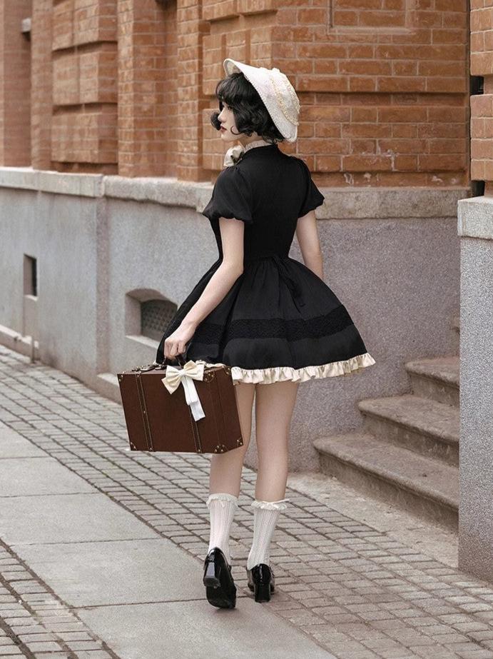 Classical retro black mini dress