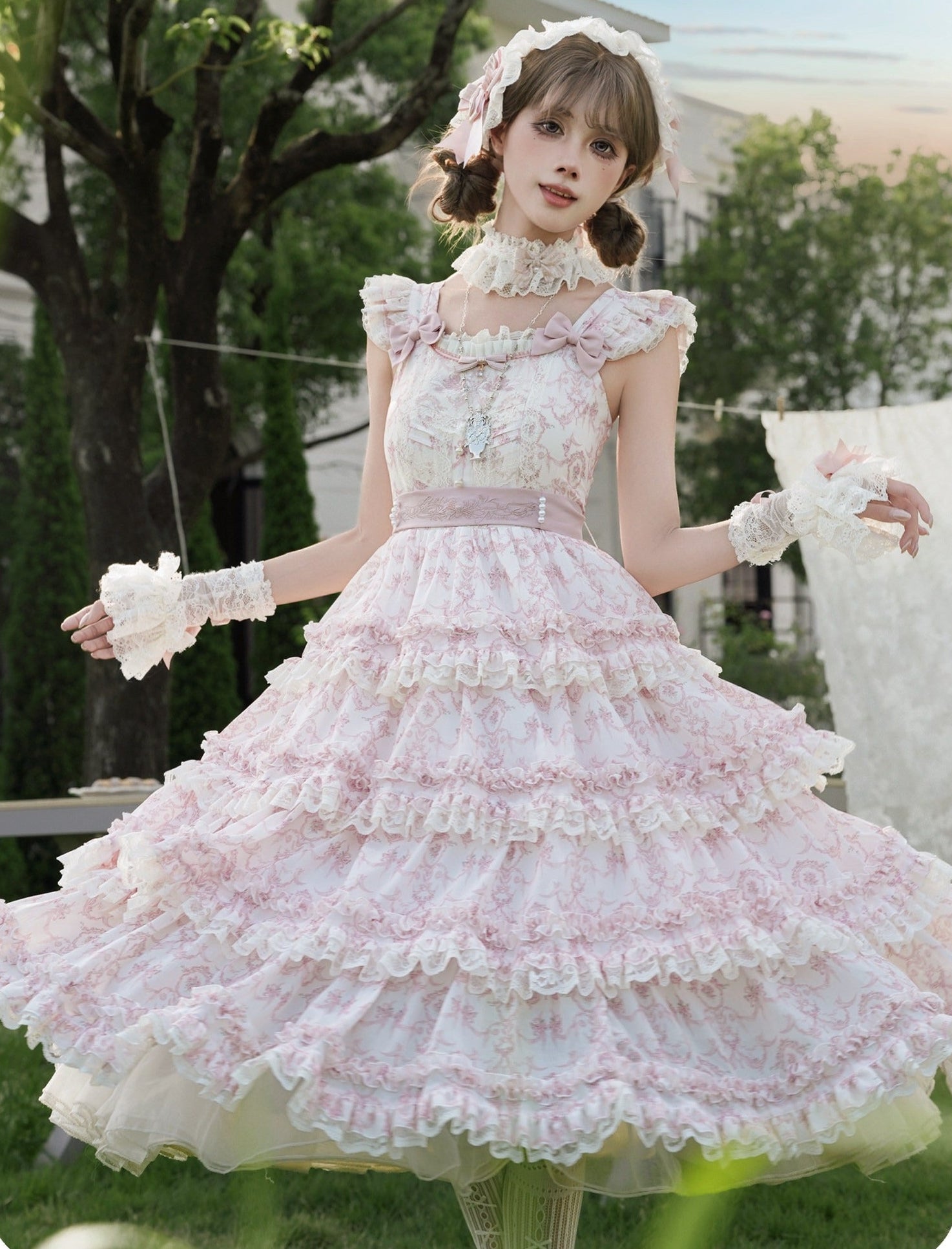 【受注予約9/13まで】Rose Aroma ティアードジャンパースカート