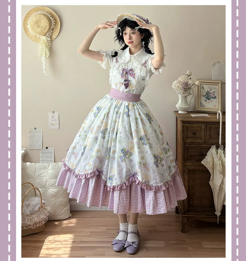 Summer Blueberry プリントジャンパースカート
