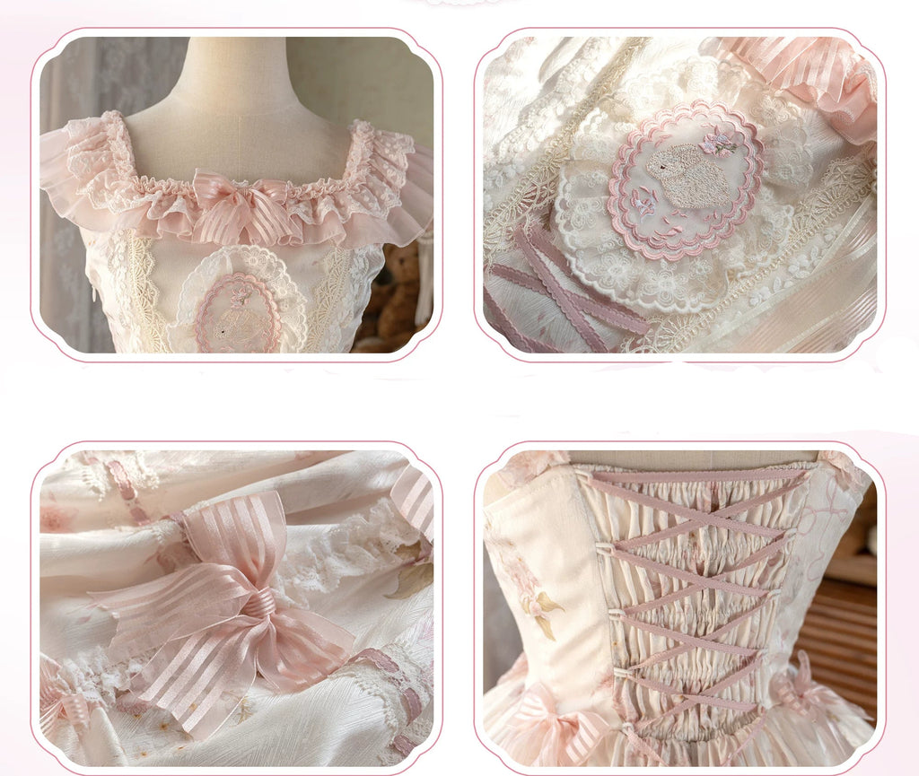 【受注予約8/5まで】Rabbit and Sakura レースのジャンパースカート