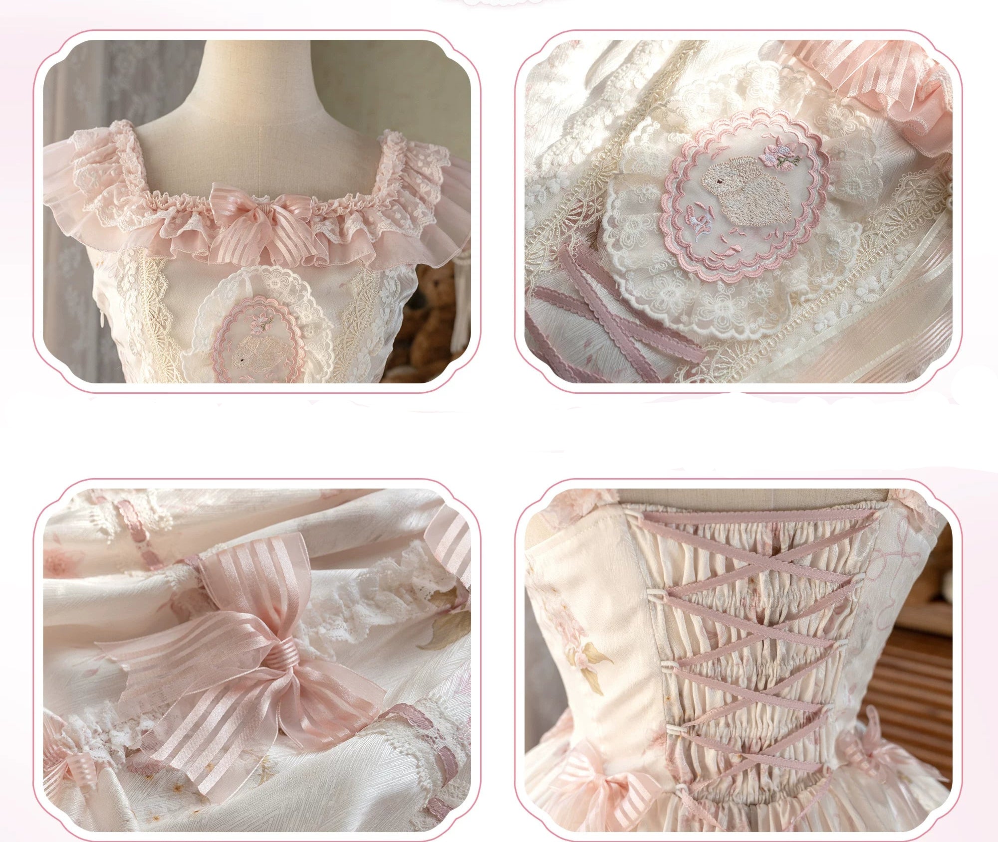 【受注予約8/5まで】Rabbit and Sakura レースのジャンパースカート