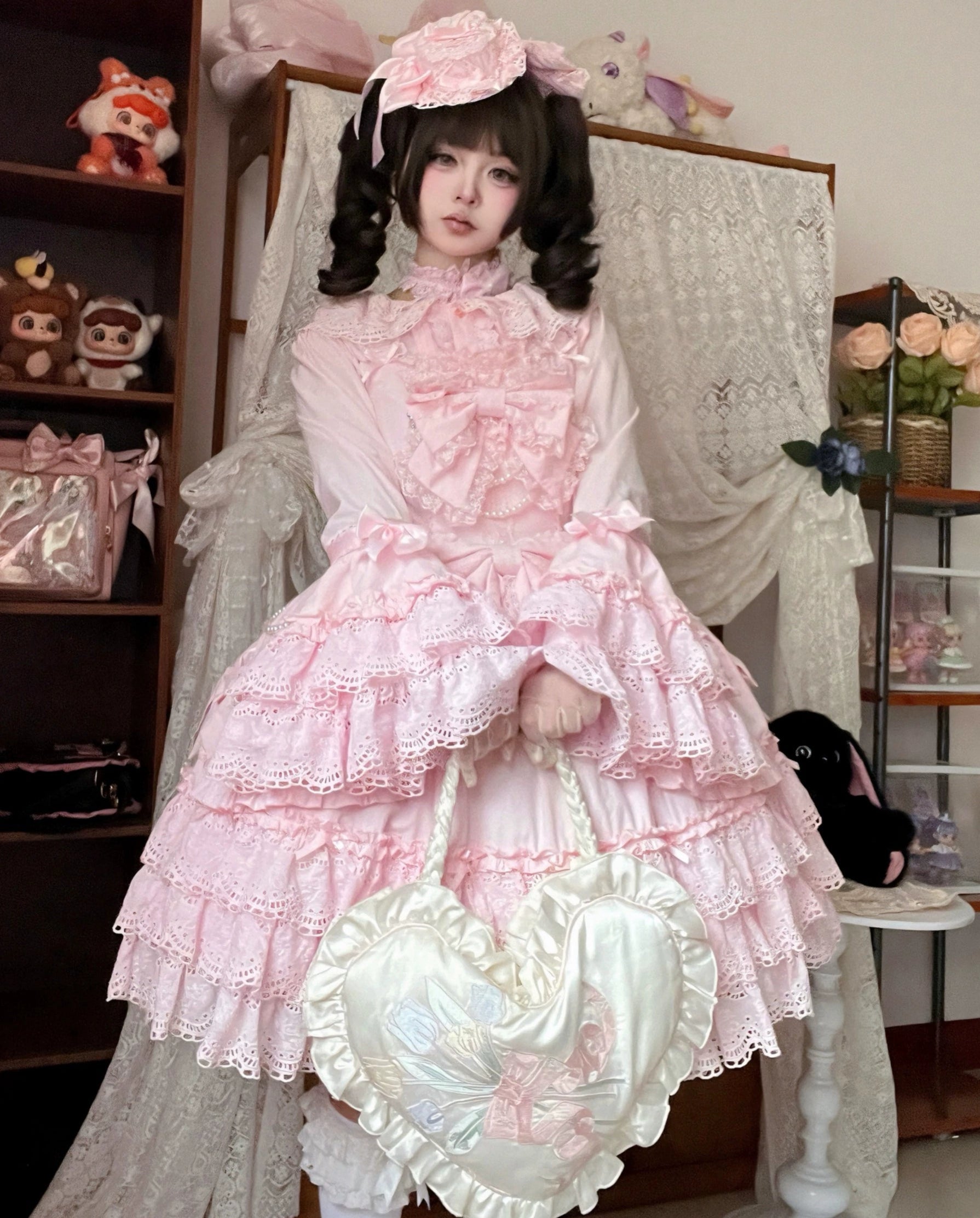 [Pre-orders available until 2/16] Pure Love Heart Language Ribbon and Lace Jumper Skirt