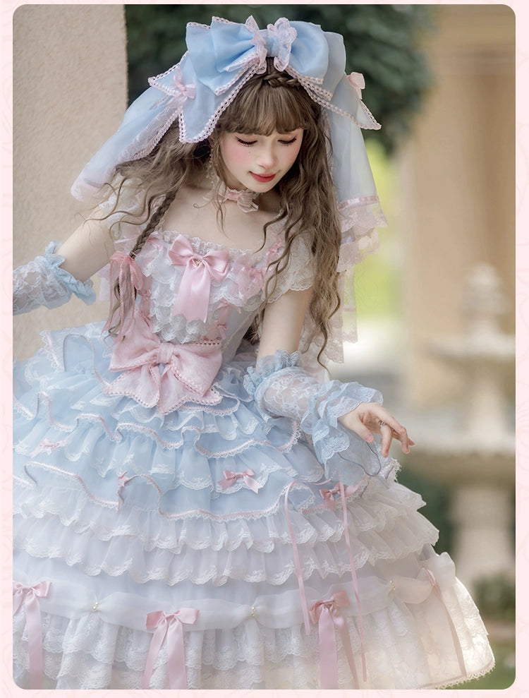 【受注予約8/6まで】Rose Courtyard レースとリボンのドレス・新色