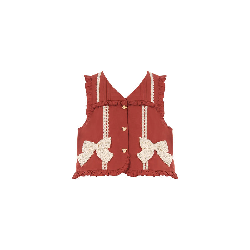 Retro Bear Red Vest and Candy Sleeve Dress