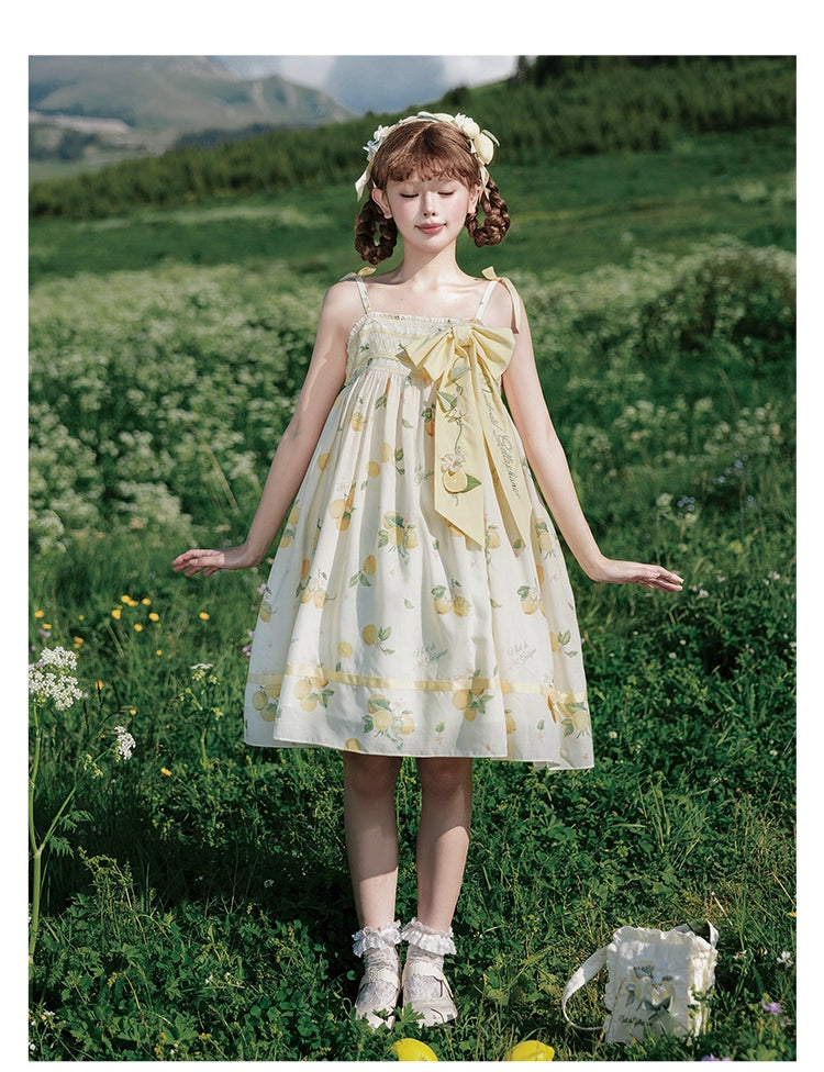 【受注予約7/16まで】Limone Town カントリー風ハイウエストジャンパースカート