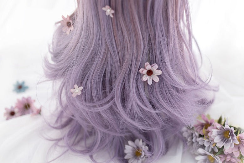 Lolita wig pink purple gradation loose curl long