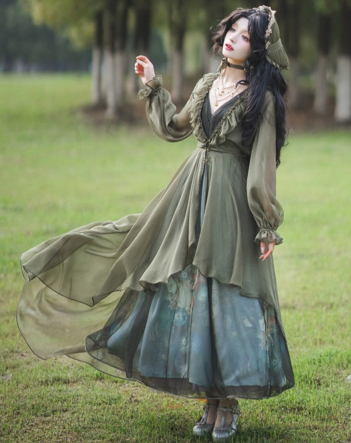 [Sale Period Ended] Porcelain Flower Garden Sheer Cardigan Long Length