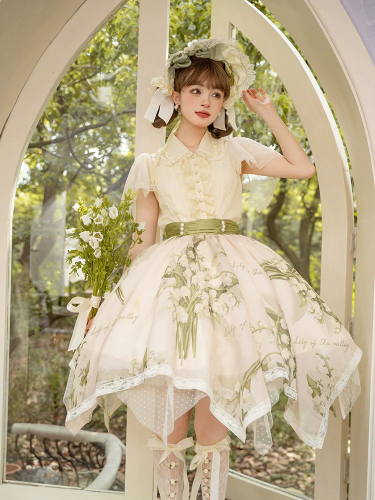 Return of happiness Suzuran print skirt short length