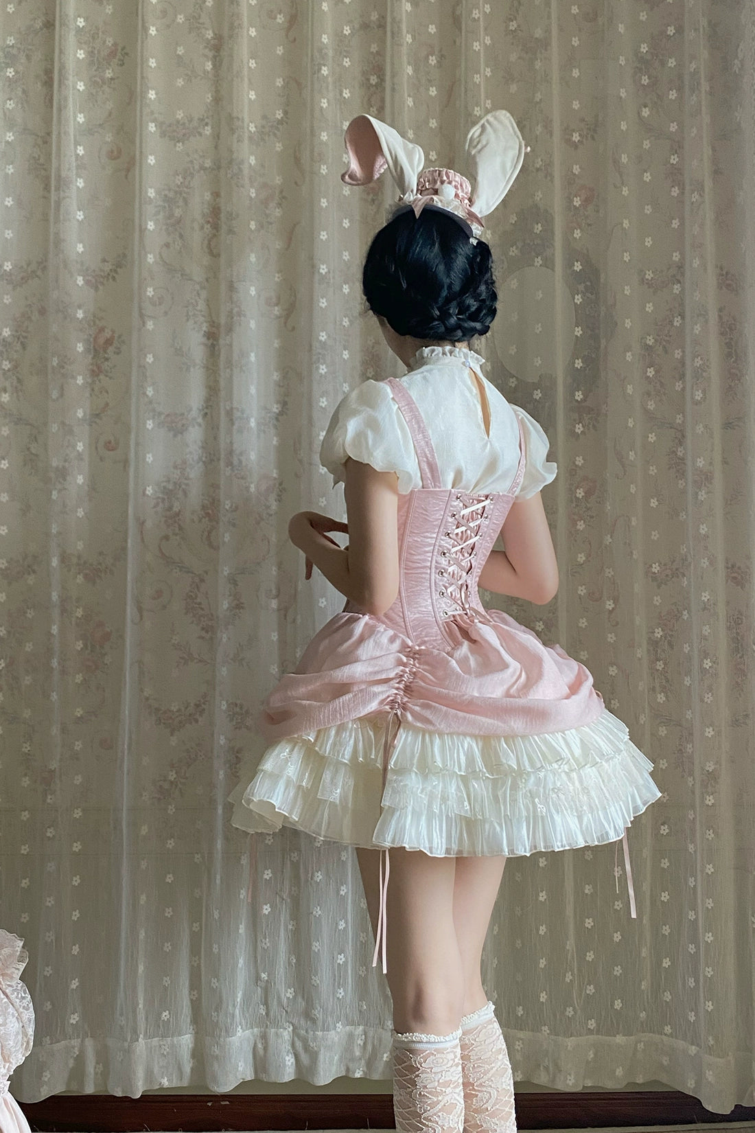 【受注予約6/30まで】Brulee Bunny コルセットジャンパースカートセット・ピンク
