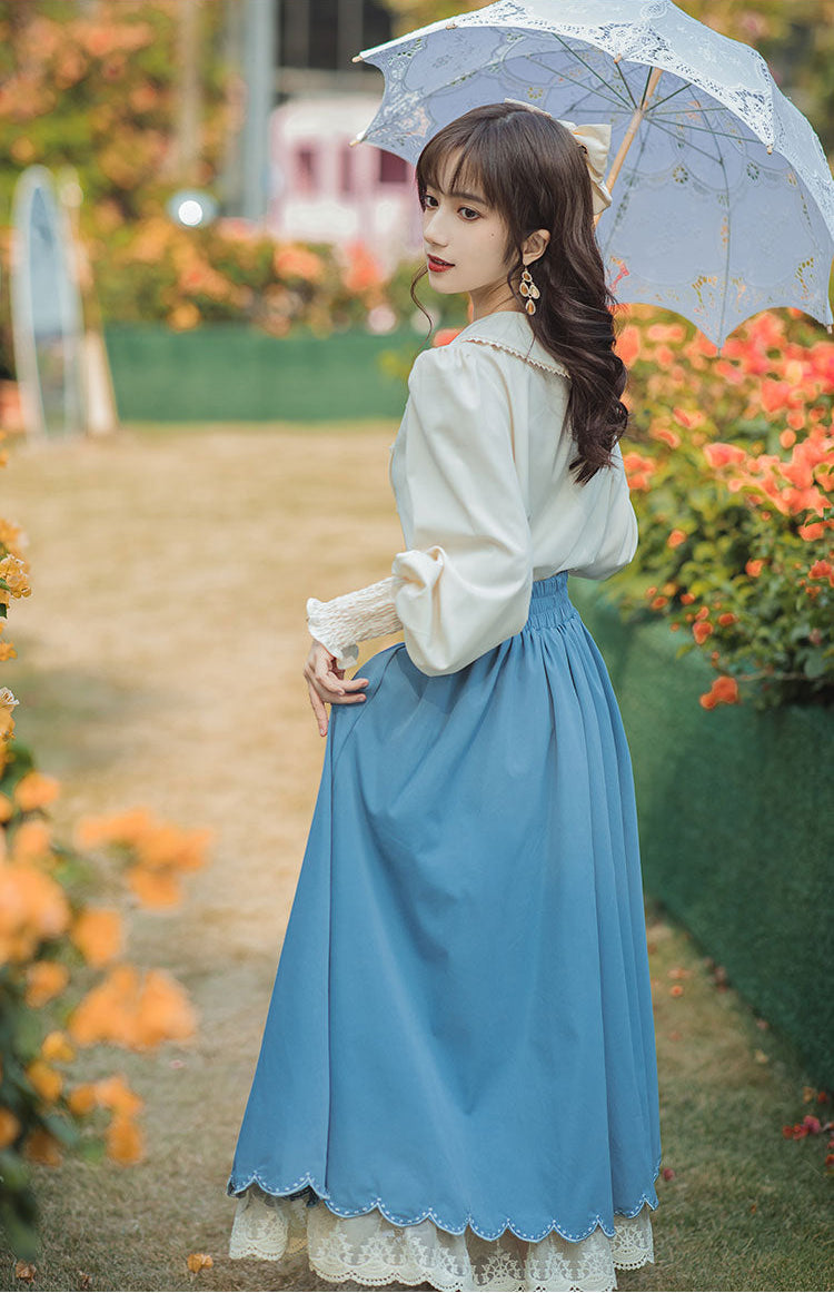 Lady-style retro classical setup [Long sleeve type] Total 5 colors