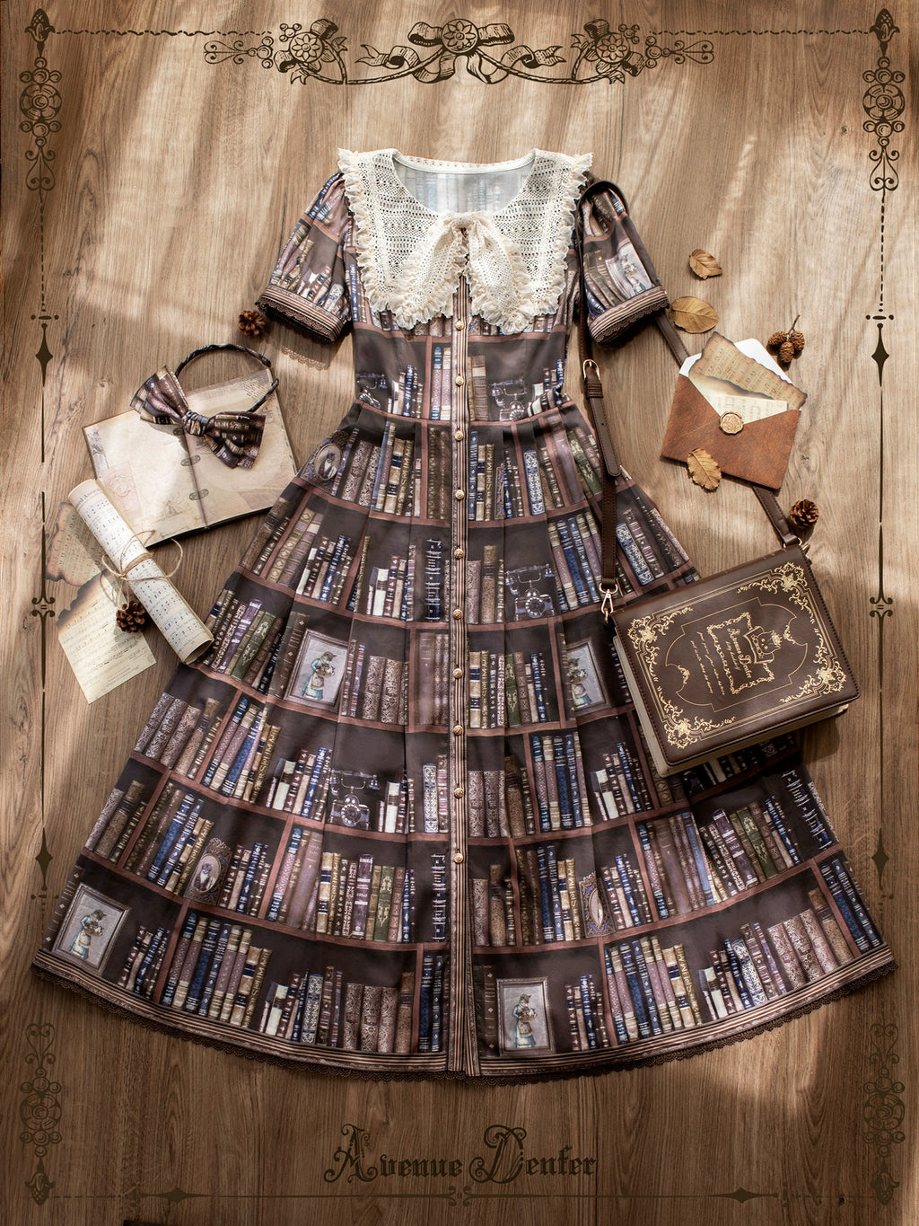 【受注予約6/19まで】Kitty Bookshelf 半袖ワンピース