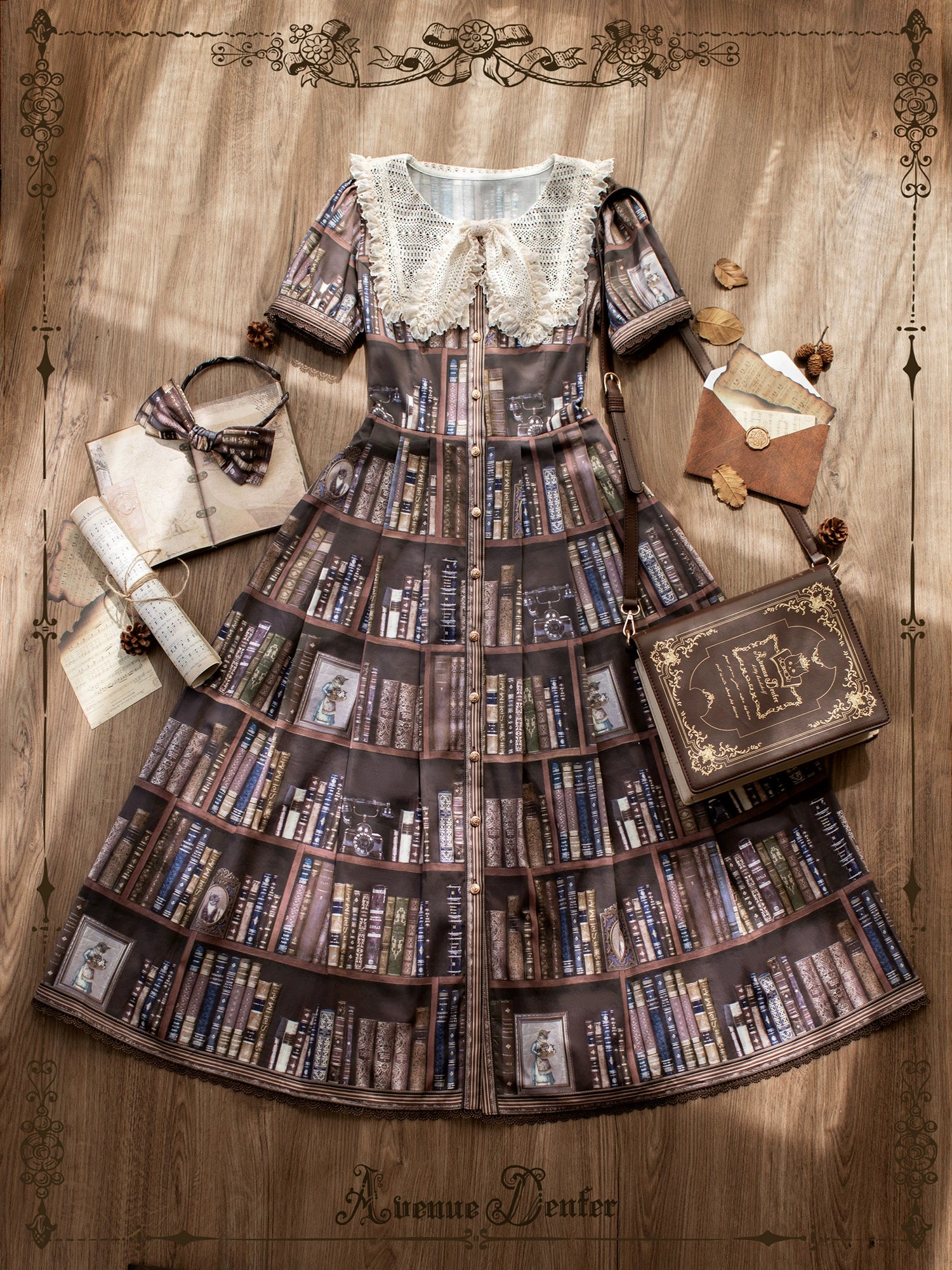【受注予約6/19まで】Kitty Bookshelf 半袖ワンピース