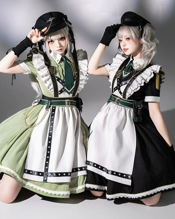【受注予約5/22まで】少女兵器 エプロン付きワンピースセット・ブラック